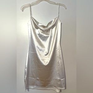 Forever 21- white satin cowl neck mini dress